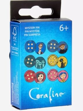 Loungefly Coraline Mystery Pin Box – Blue, Yellow, Pink, Red, Black